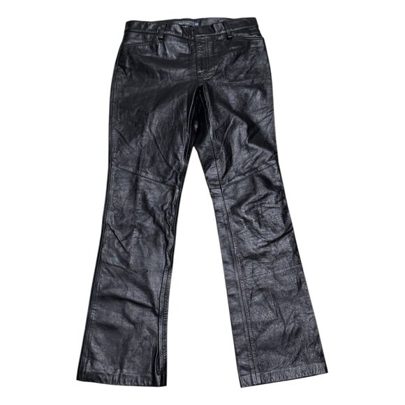 GAP VINTAGE Y2K Bootcut LEATHER Motorcycle Streetwear Flare Pants Womens 10 - Picture 1 of 7